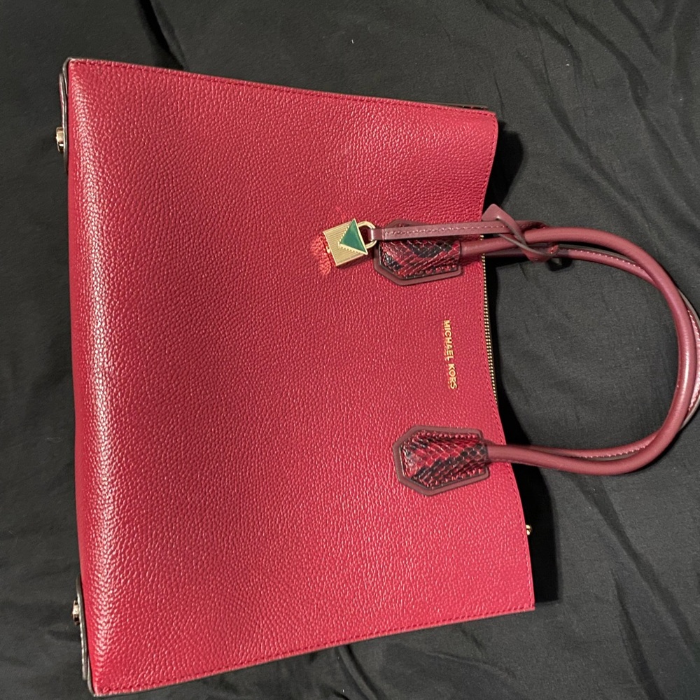 Michael Kors Red Leather Tote Bag